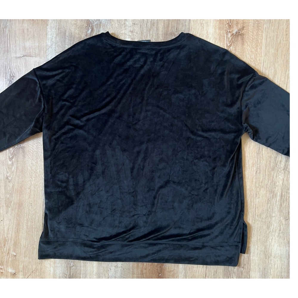 32 Degrees Heat Black Velour Long Sleeve Sweatshirt‎ Pullover Women's XXL Cozy - Picture 3 of 7